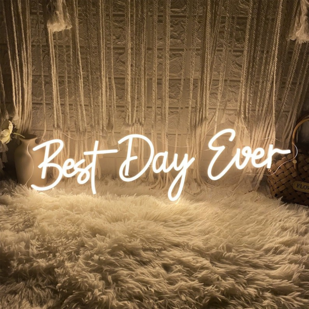Best Day Ever Wedding LED Neon Sign by LEDNeons - Warm White 