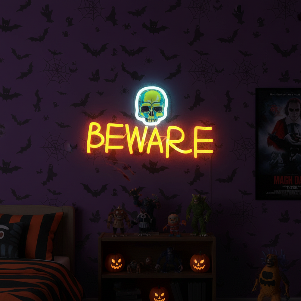 Beware Halloween LED Neon Sign by LEDNeons 