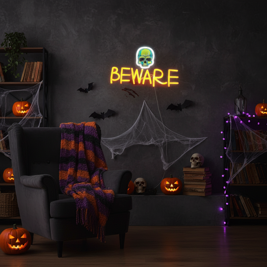 Beware Halloween LED Neon Sign by LEDNeons 