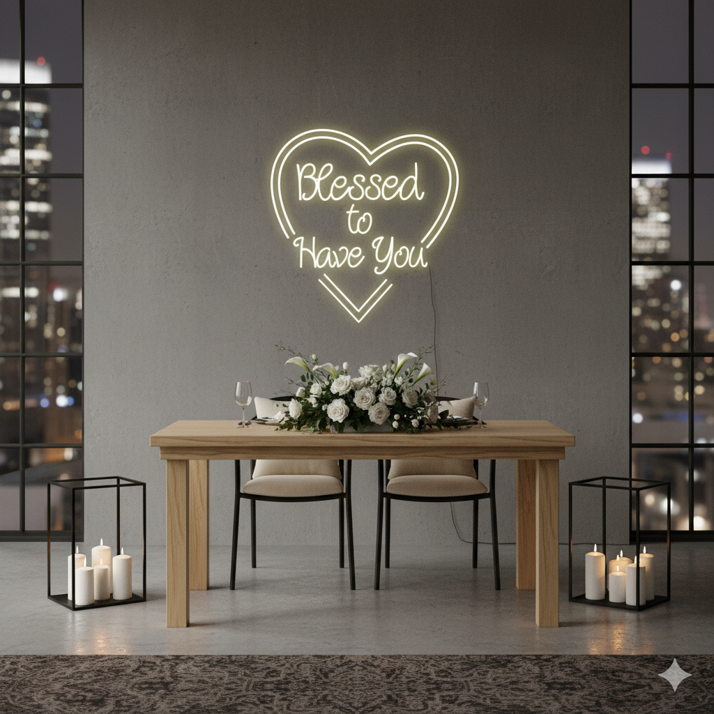 Blessed to Have You Wedding Neon Sign by LEDNeons - Celebrate Your big Day with this glowing Heart shape Neon 