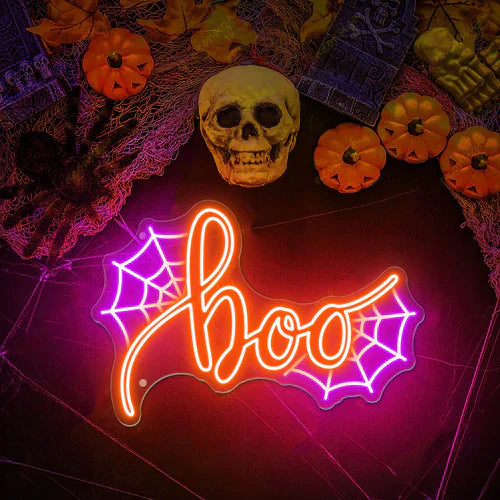 Boo Spider web Halloween LED Neon Sign by LEDNeon's - Transform your space with Halloween LED Neon Sign