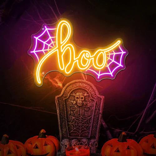 Boo Spider web Halloween LED Neon Sign by LEDNeon's  - Transform your space with Halloween LED Neon Sign