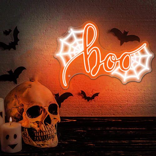 Boo Spider web Halloween LED Neon Sign by LEDNeon's  - Transform your space with Halloween LED Neon Sign