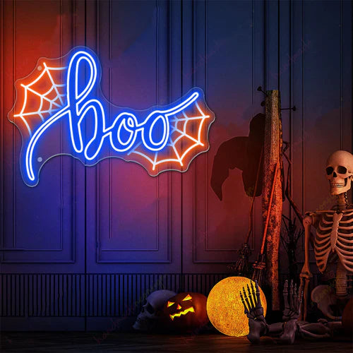 Boo Spider web Halloween LED Neon Sign by LEDNeon's  - Transform your space with Halloween LED Neon Sign
