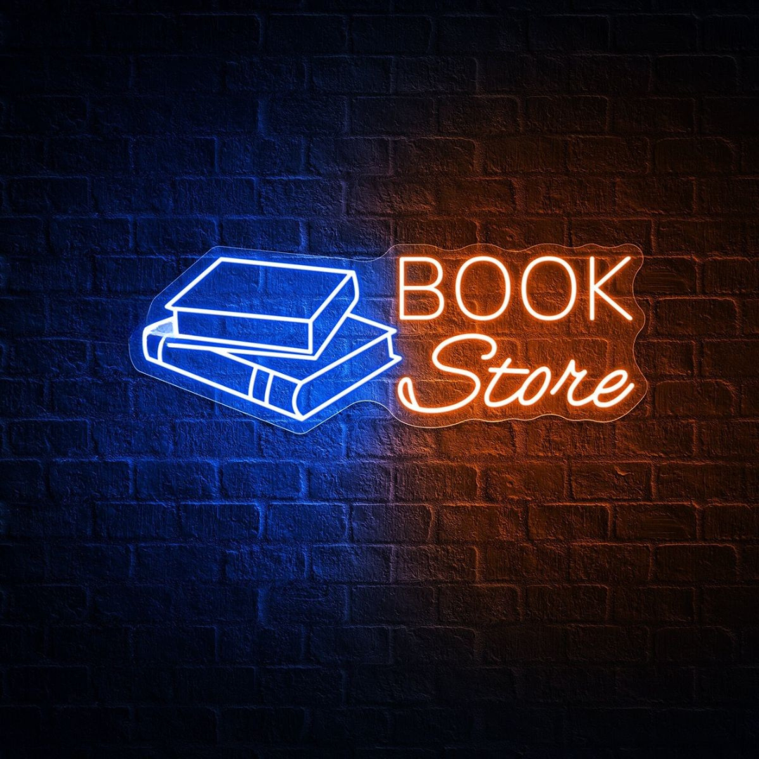 Book Store Business Neon Sign by LEDNeons -  LED Neon Sign glowing in shop 