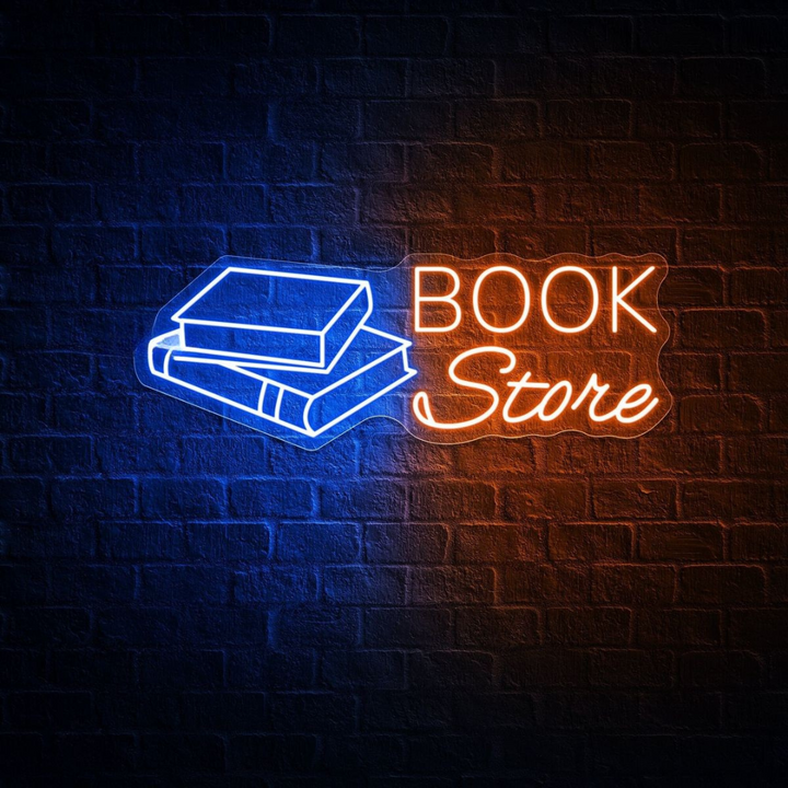 Book Store Business Neon Sign by LEDNeons -  LED Neon Sign glowing in shop 