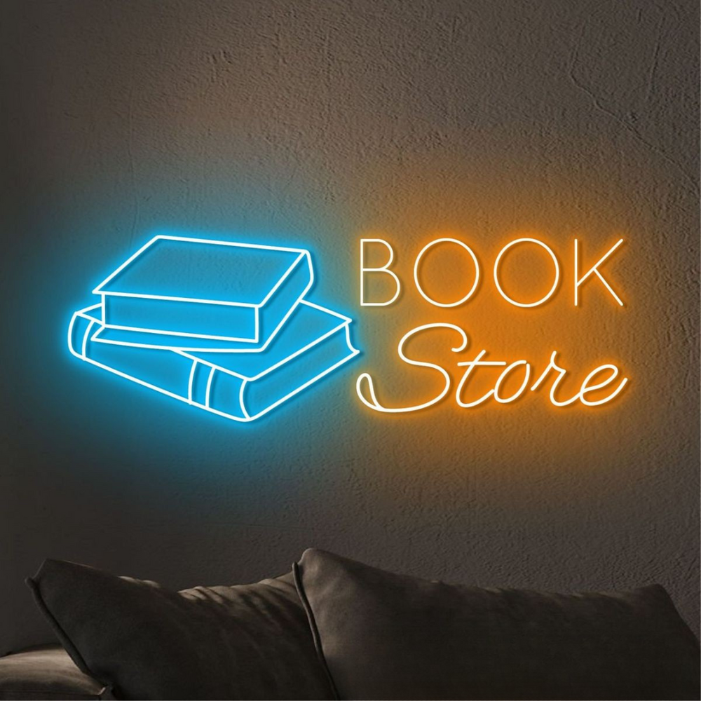 Book Store Business Neon Sign by LEDNeons -  LED Neon Sign glowing in shop 