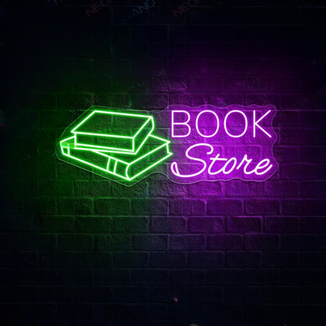 Book Store Business Neon Sign by LEDNeons -  LED Neon Sign glowing in shop 