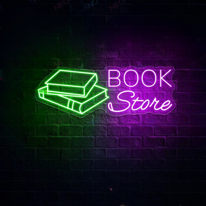 Book Store Business Neon Sign by LEDNeons -  LED Neon Sign glowing in shop 