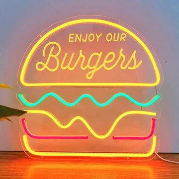 Burger Trendy Neon Sign for Home by LedNeons