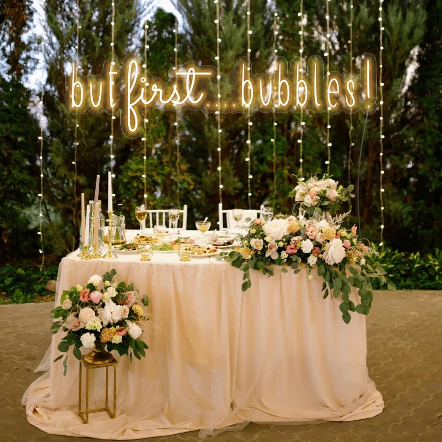 But First Wedding LED Neon Sign By LEDNeons - Romantic neon sign in LED lights, adding charm to wedding celebrations.
