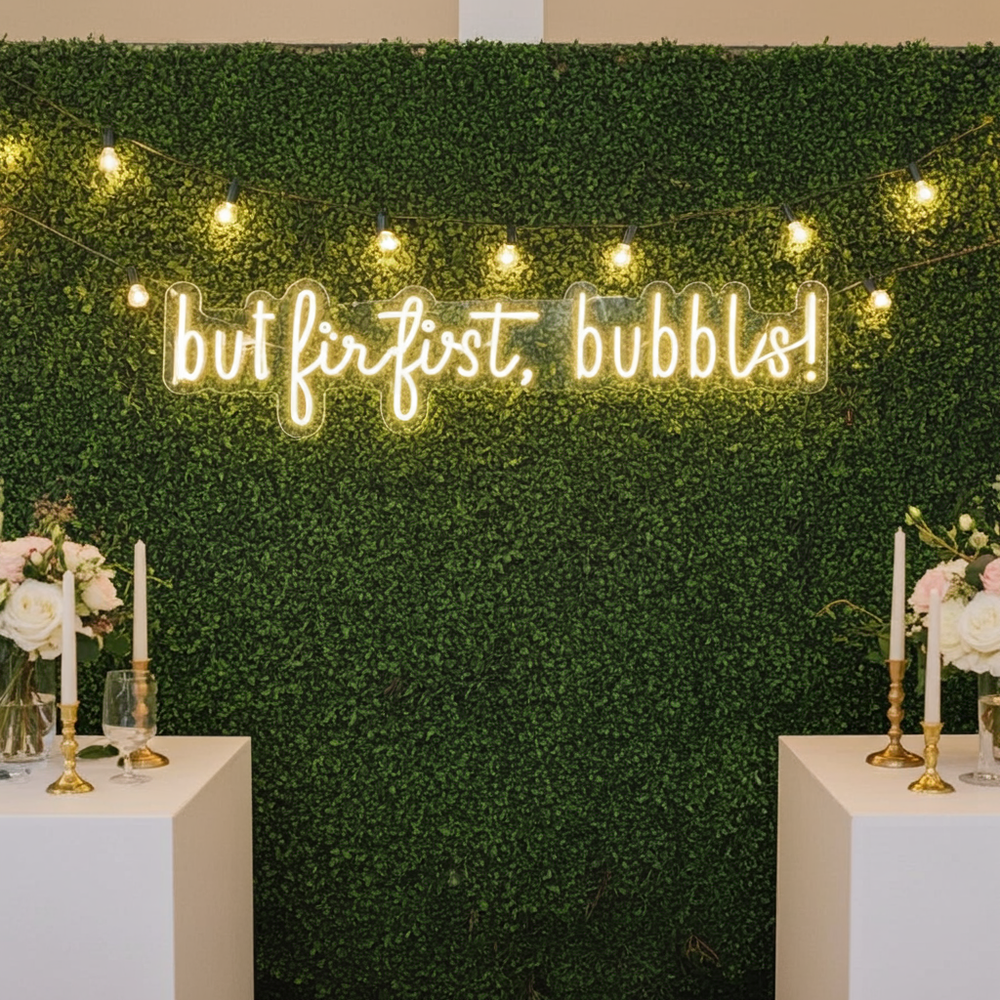 But First Wedding LED Neon Sign By LEDNeons - Romantic neon sign in LED lights, adding charm to wedding celebrations.