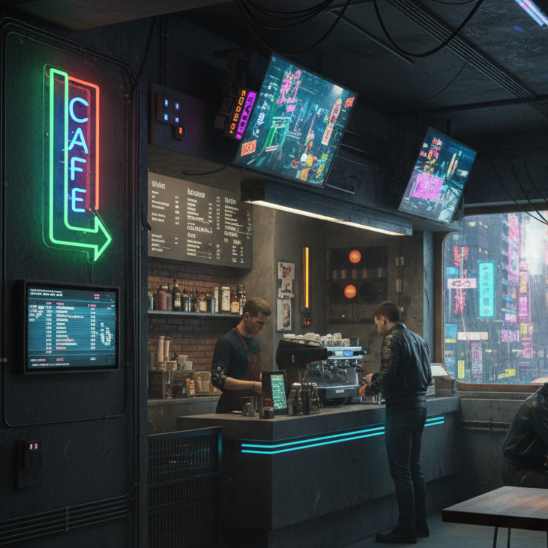 Cafe with Arrow Business Neon Sign by LEDNeons - Bright up your cafe with this LED Neon Sign 