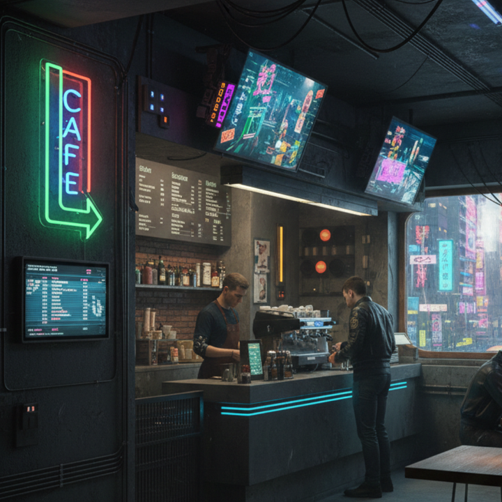 Cafe with Arrow Business Neon Sign by LEDNeons - Bright up your cafe with this LED Neon Sign 