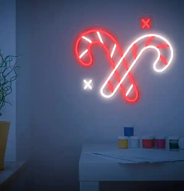 Candy Cane Merry Christmas Neon Sign by LEDNeons - Adding holiday cheer to your space.