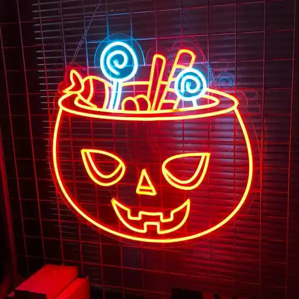 Candy Pumpkin Halloween LED Neon Sign by LEDNeon's - Transform your space with Halloween LED Neon Sign