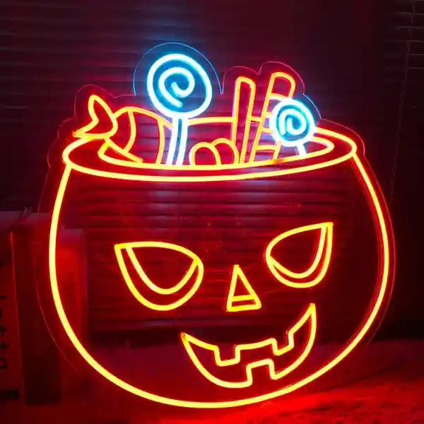 Candy Pumpkin Halloween LED Neon Sign by  LEDNeon's  - Transform your space with Halloween LED Neon Sign