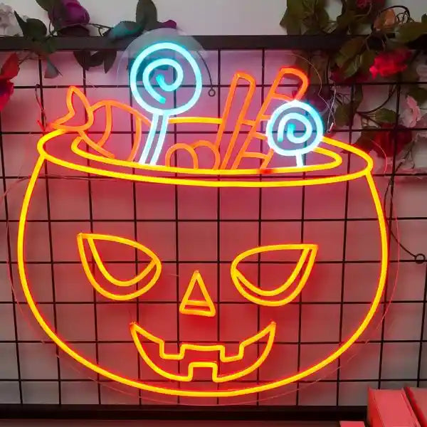 Candy Pumpkin Halloween LED Neon Sign by LEDNeon's  - Transform your space with Halloween LED Neon Sign