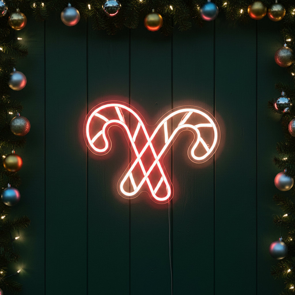 Candy Cane Merry Christmas Neon Sign by LEDNeons - Adding holiday cheer to your space.