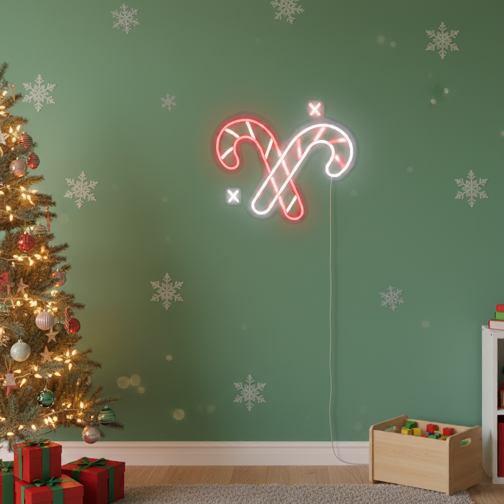 Candy Cane Merry Christmas Neon Sign by LEDNeons - Adding holiday cheer to your space.