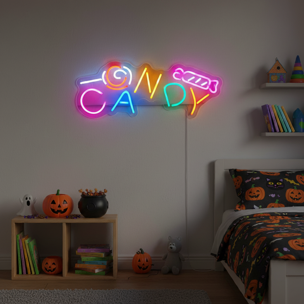 Candy Halloween LED Neon Sign by LEDNeons - with vibrant colors, perfect for Halloween decorations