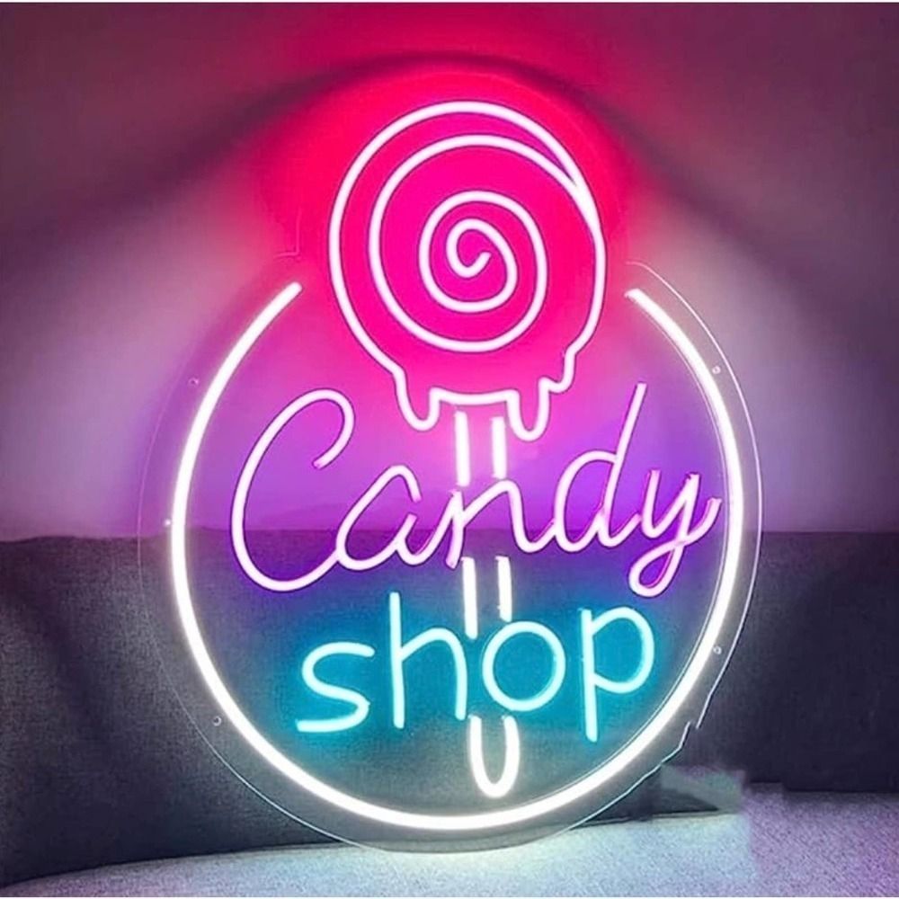 Candy Shop Business Neon Sign by LEDNeons - Colorful Candy Shop Neon Light attracting customers