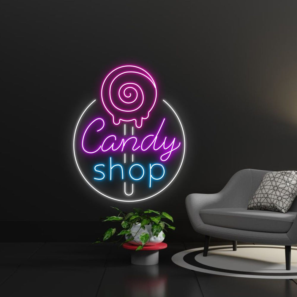 Candy Shop Business Neon Sign by LEDNeons - Colorful Candy Shop Neon Light attracting customers