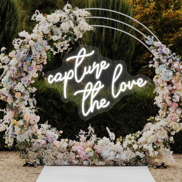 Capture the Love Wedding LED Neon Sign by LEDNeons - perfect for romantic photo backdrops