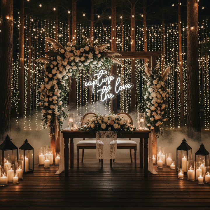 Capture the Love Wedding LED Neon Sign by LEDNeons - perfect for romantic photo backdrops