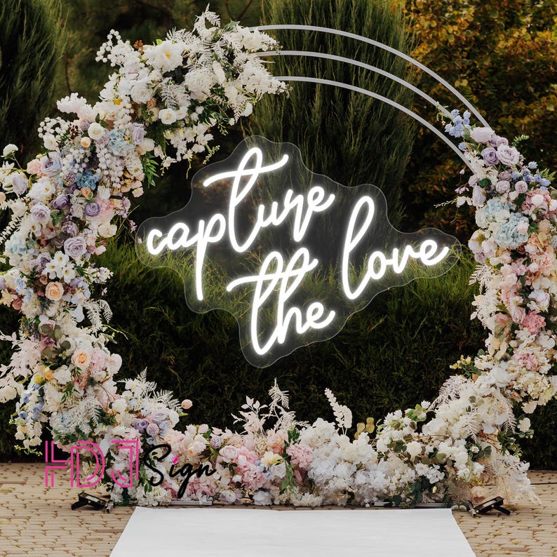 Capture the Love Wedding LED Neon Sign by LEDNeons. - white