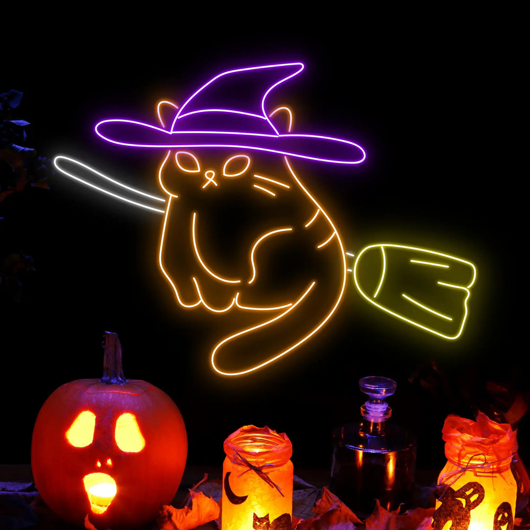 Cat Switch Halloween LED Neon Sign by LEDNeons - Dark Background