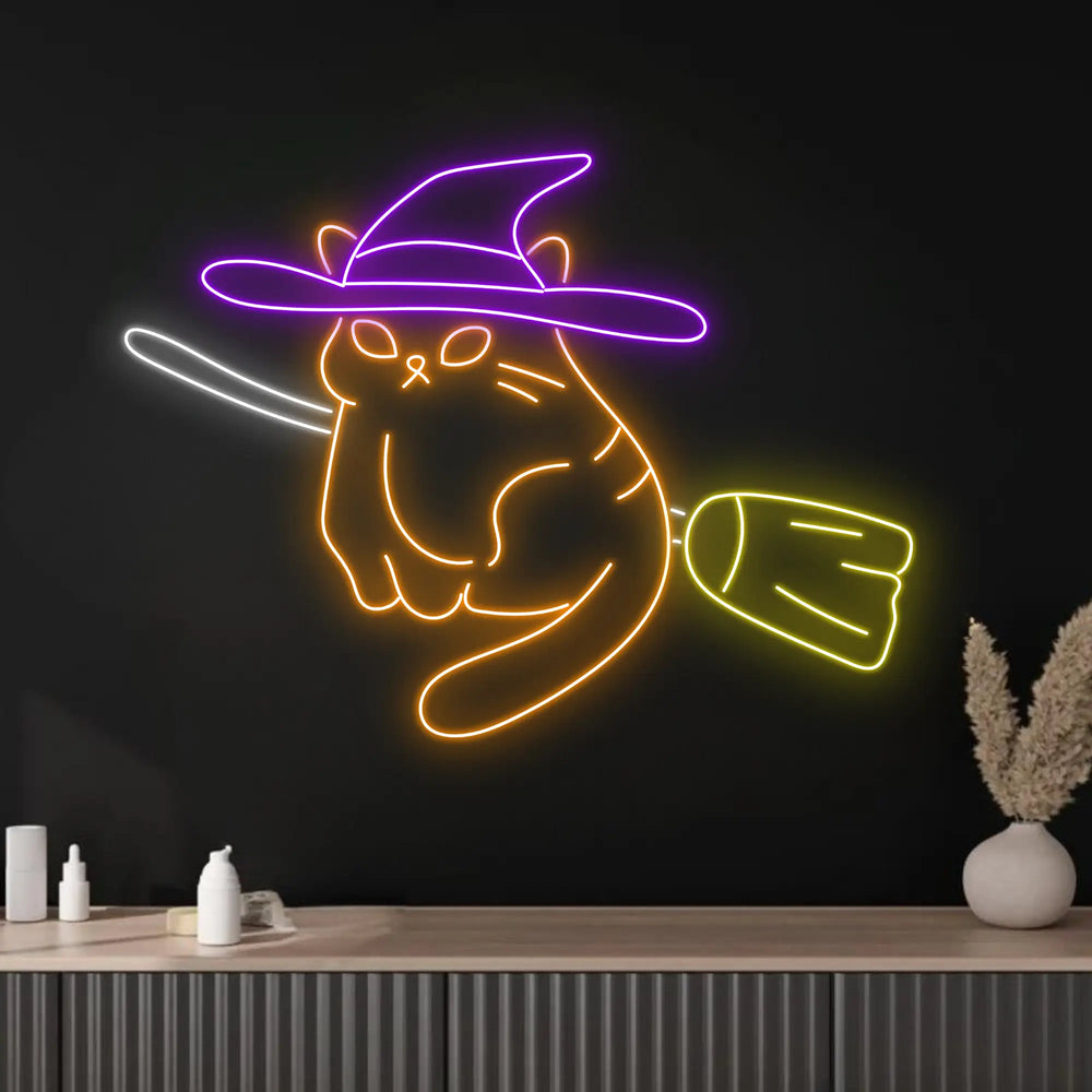 Cat Switch Halloween LED Neon Sign by LEDNeons - Playful neon sign, perfect LED décor for parties and trick-or-treat nights