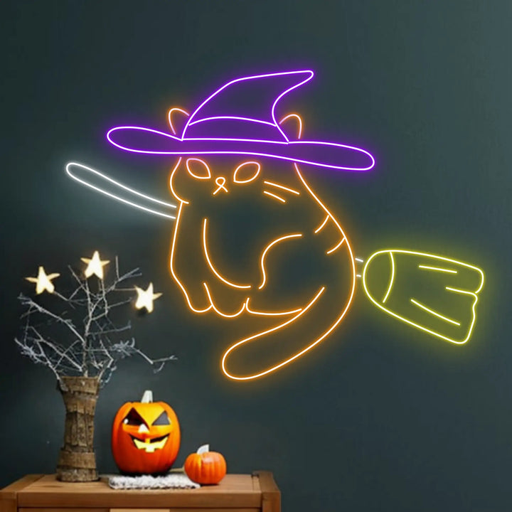 Cat Switch Halloween LED Neon Sign by LEDNeons - Above the side table