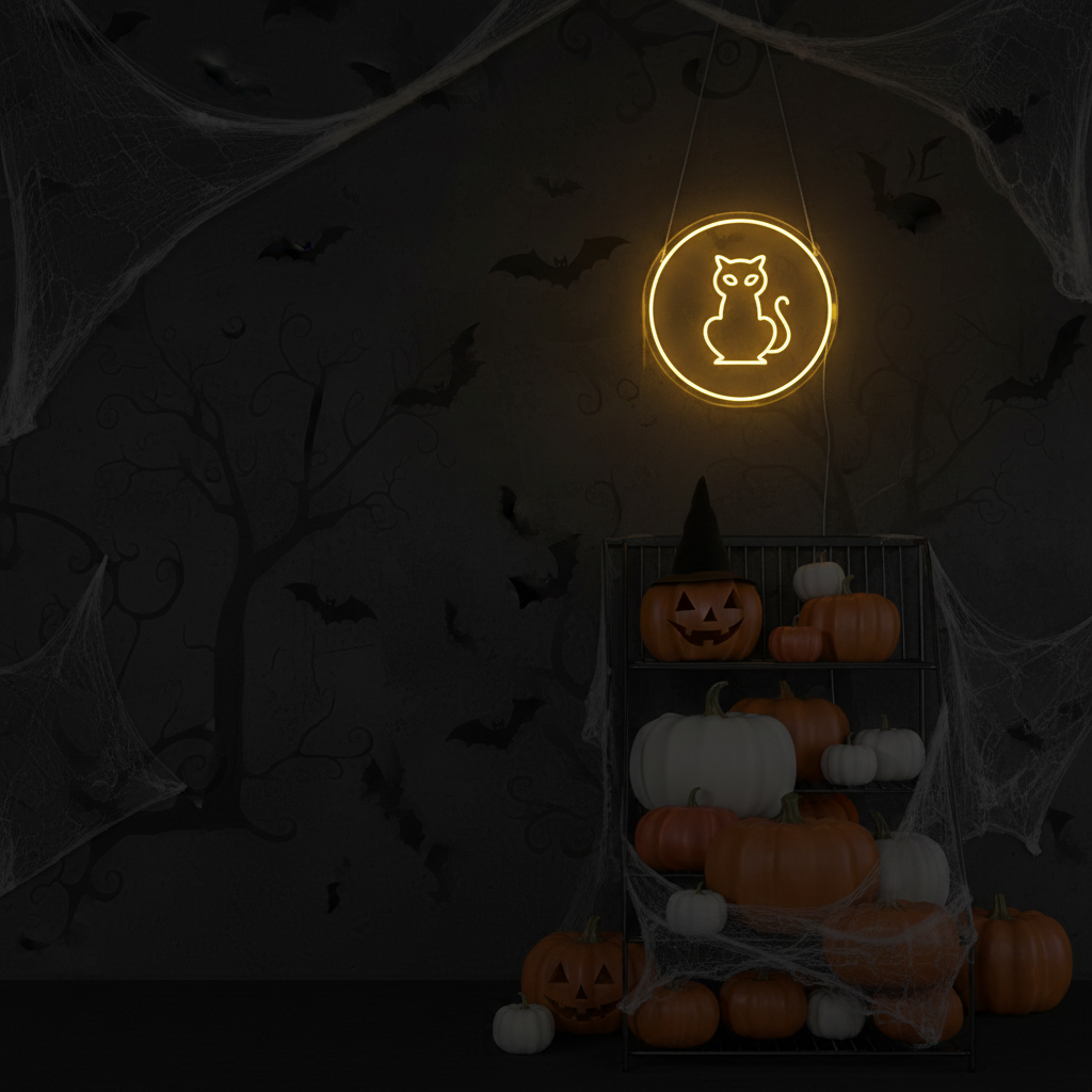 Cat Halloween LED Neon Sign by LEDNeons - Transform your space with Halloween LED Neon Sign