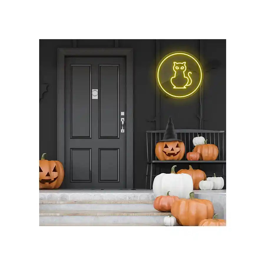 Cat Halloween LED Neon Sign by LEDNeons - Light Background