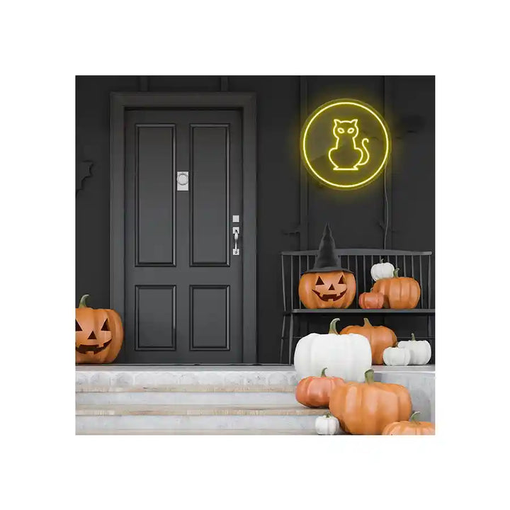 Cat Halloween LED Neon Sign by LEDNeons - Light Background