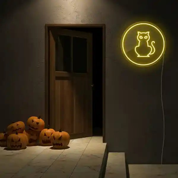 Cat Halloween LED Neon Sign by LEDNeons - Transform your space with Halloween LED Neon Sign