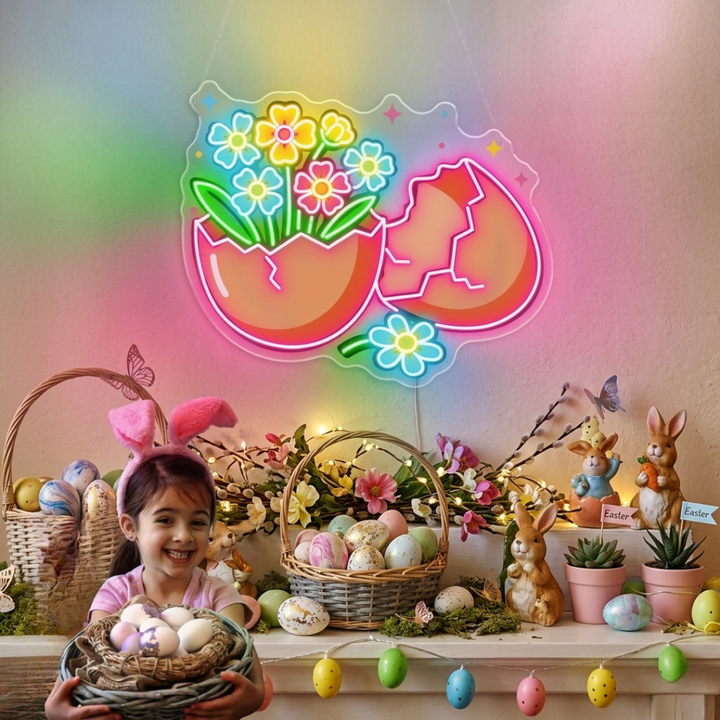 Celebrate Easter with the Cracked Egg UV Printed Neon Sign by LEDNeons. Perfect for home décor, Easter parties, kids’ rooms, and festive spring displays.