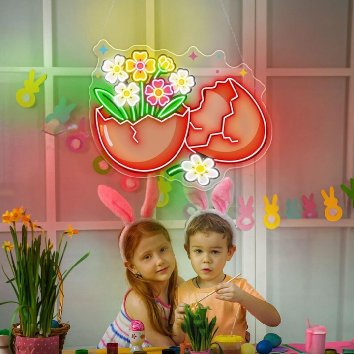 Celebrate Easter with the Cracked Egg UV Printed Neon Sign by LEDNeons. Perfect for home décor, Easter parties, kids’ rooms, and festive spring displays.