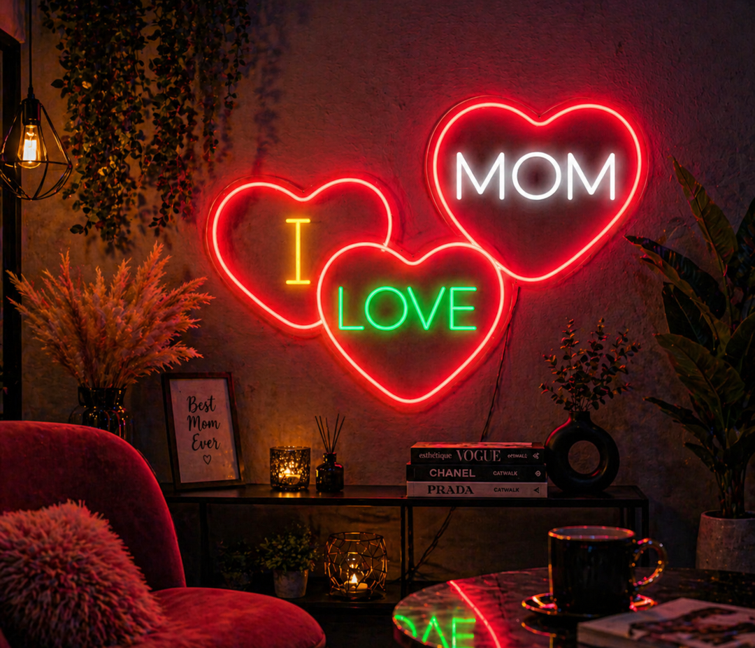 Mothers Day I Love Mom Neon Sign