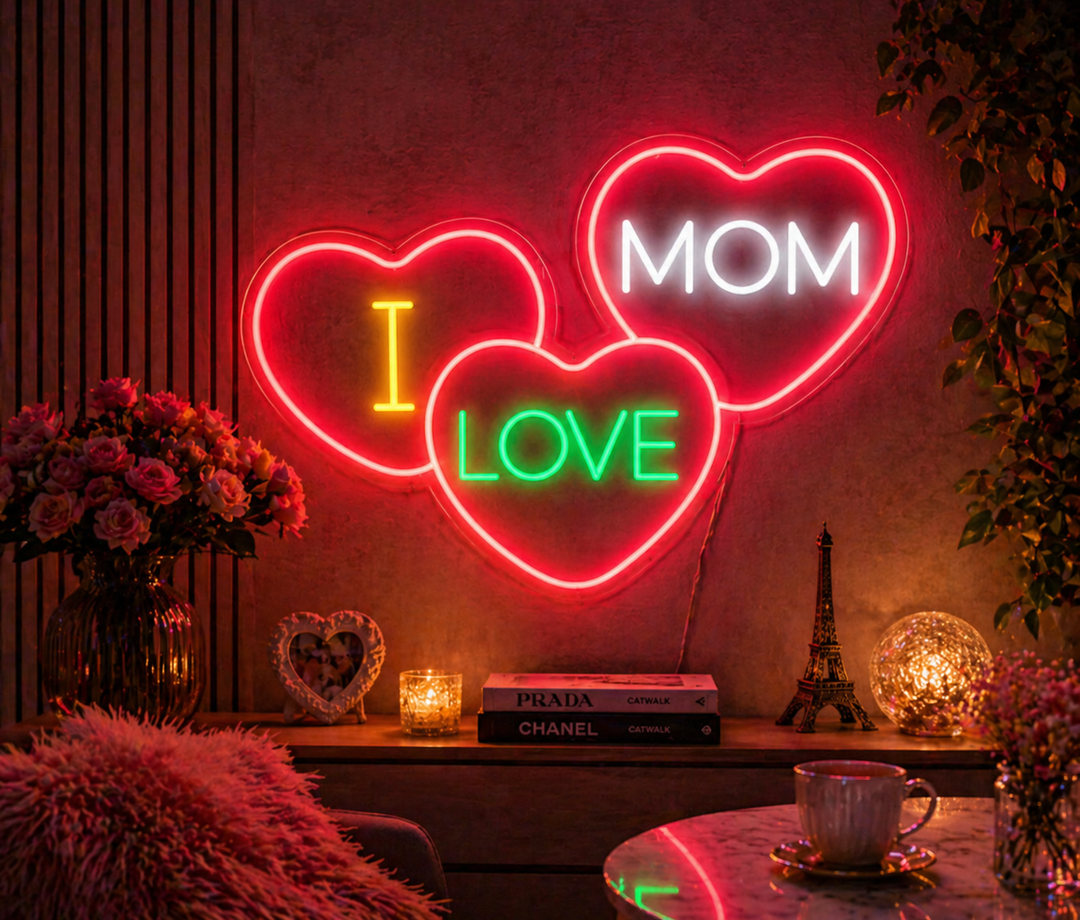 Mothers Day I Love Mom Neon Sign