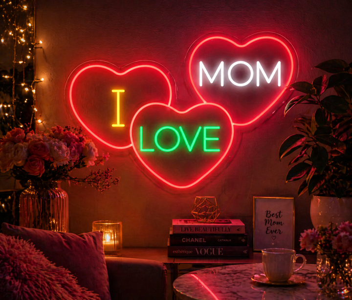Mothers Day I Love Mom Neon Sign