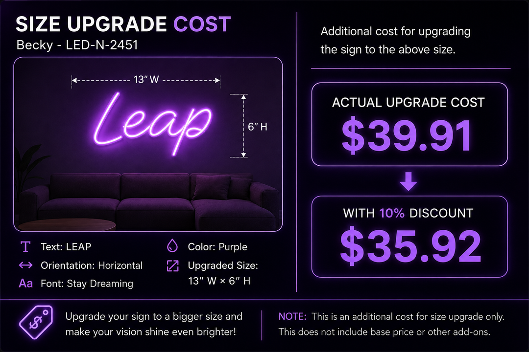 Size Upgrade Cost – Becky (LED-N-2451)