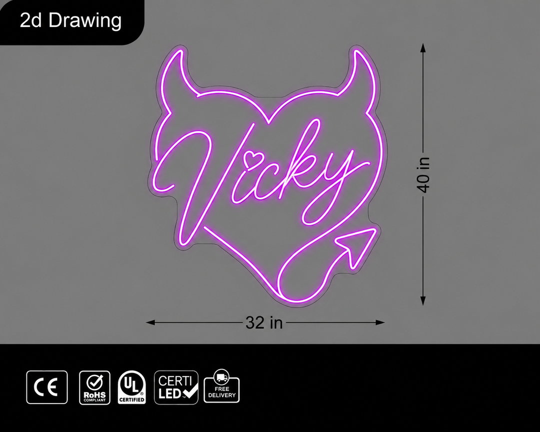 Updated neon sign for Victoria (40H x 32 W )