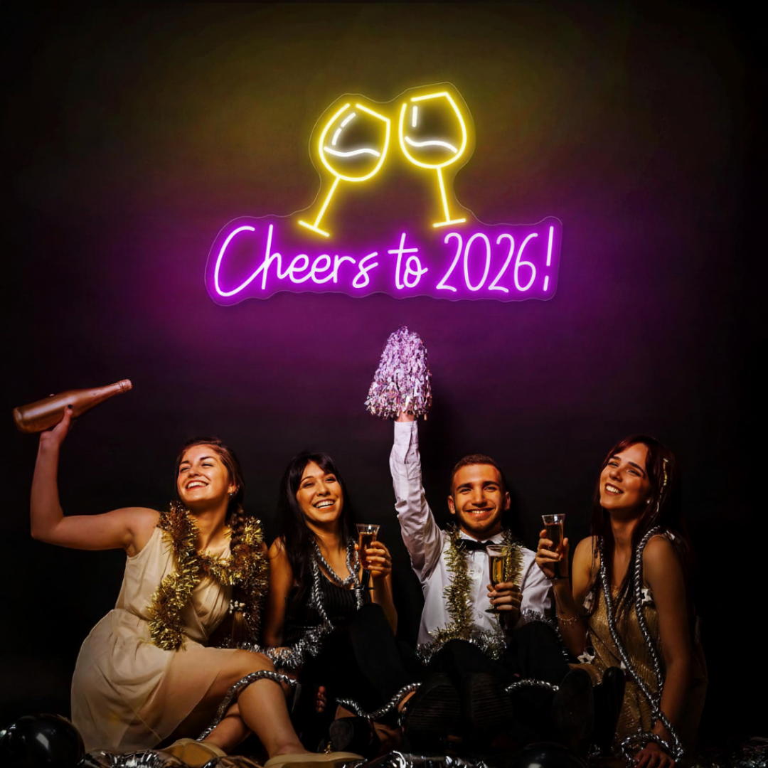 Cheers to 2026 LED Neon Sign glowing in festive colors – perfect for New Year celebration décor by LEDNeons
