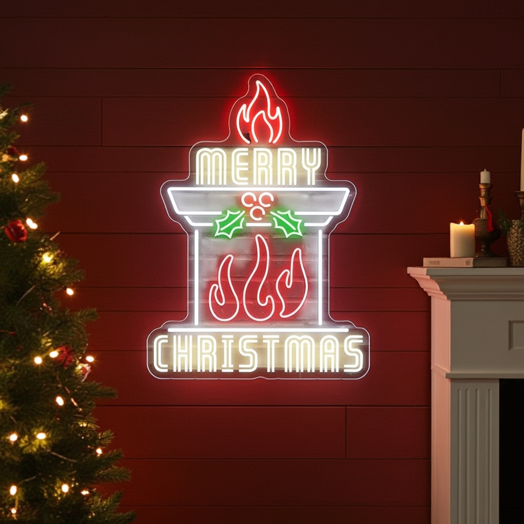 Chimney Merry Christmas Neon Sign by LEDNeons - Indoor 