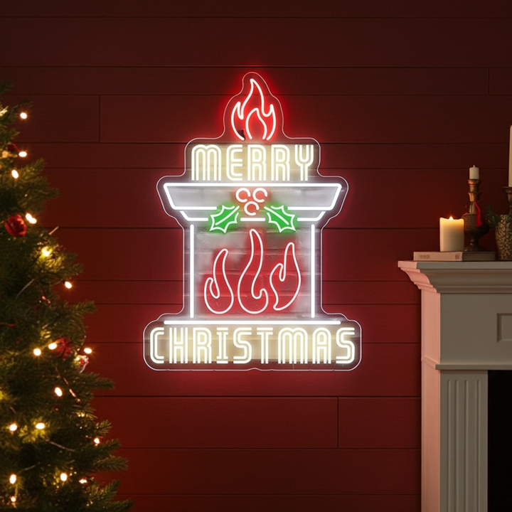 Chimney Merry Christmas Neon Sign by LEDNeons - Indoor 