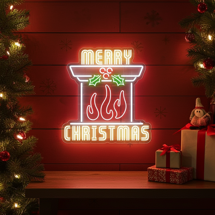 Chimney Merry Christmas Neon Sign by LEDNeons - Indoor 