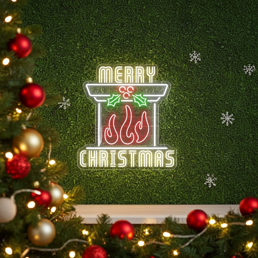 Chimney Merry Christmas Neon Sign by LEDNeons - Indoor 