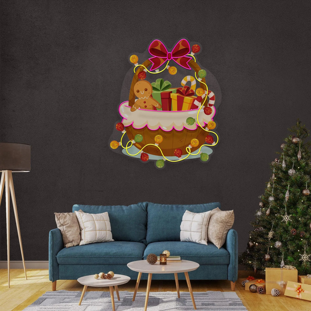 Christmas Gift Basket Merry Christmas Neon Sign by LEDNeons - perfect for adding festive charm to your home.